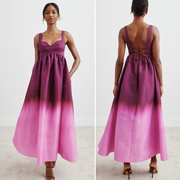 Acler Dresses & Skirts - Acler Redin Ombré Maxi Pink Structured Lace Up Back Dress size US 8 $550 MSRP